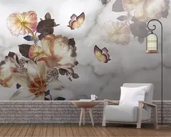 Beibehang 3D обои Современная мода Рисованные цветы Бабочка фото настенные фрески Гостиная Кабинет фон 3d обои