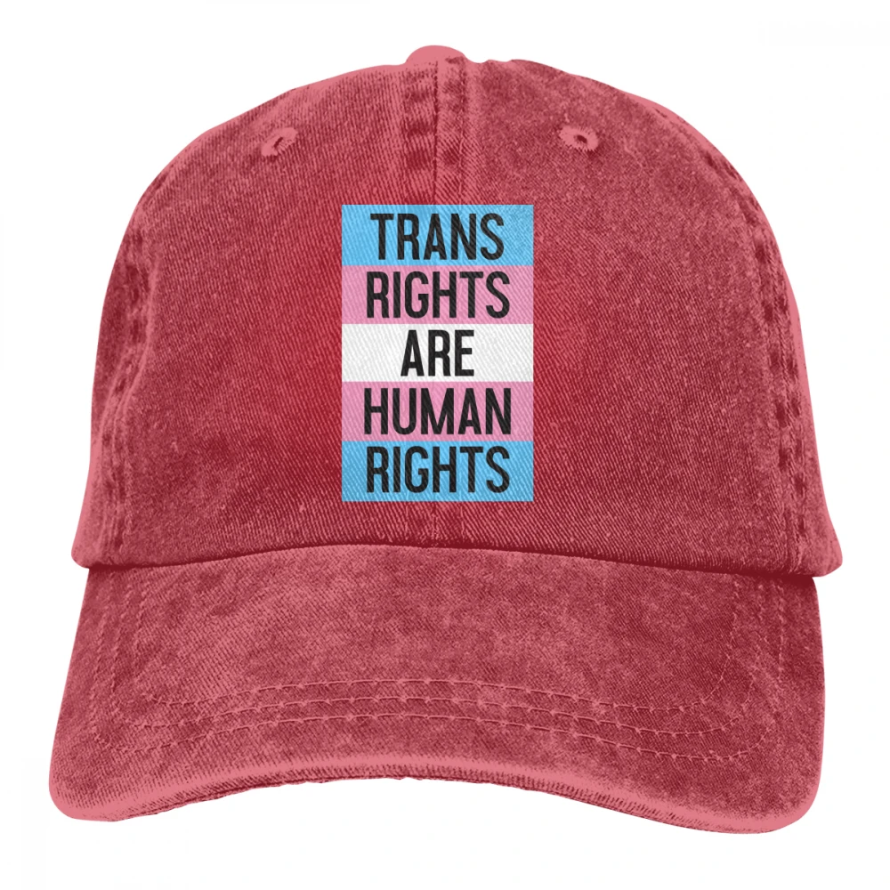 Trans Rights Are Human Rights Casquette Black Unisex Mens Womens Denim Strapback Baseball Cap Adjustable Golf Dad hat