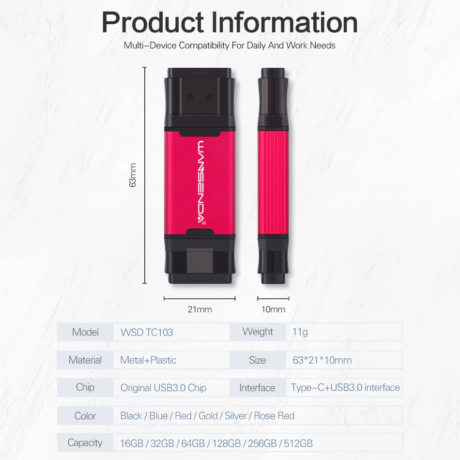 Новинка WANSENDA USB 3 0 TYPE C флеш накопитель 512 ГБ 256 128 Гб 64 32 16 внешний для Android/ПК|USB