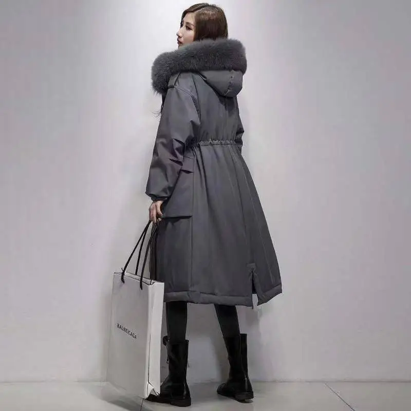 Новинка зимы, модное пальто с хлопковой подкладкой большого размера, Женская Толстая Теплая стеганая длинная куртка, хлопковая парка Casaco Mujer K434
