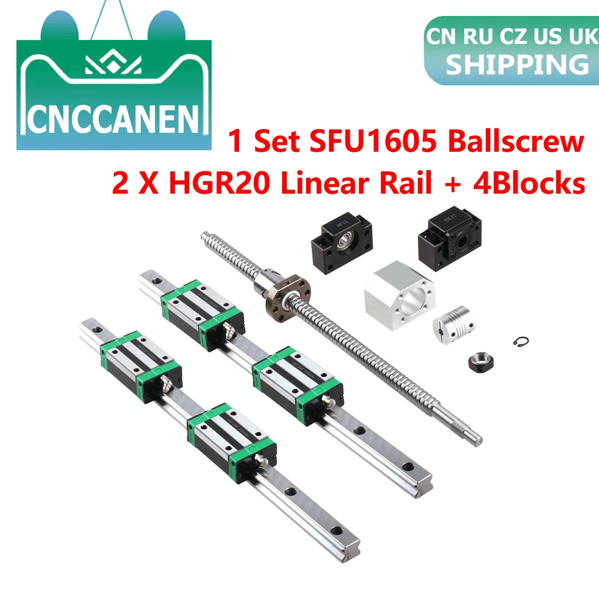 Guías Lineales HGR20, 3 Tornillos De Bola Sfu1605 400/500/600, 12