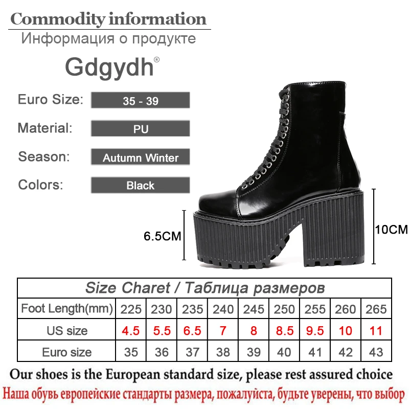 Женские ботильоны на платформе Gdgydh черные обувь в стиле панк/готика резиновой
