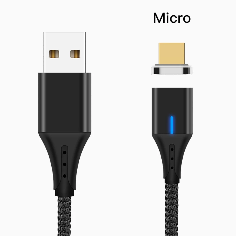 Black For Micro Amzish 3A Магнитный Micro USB кабель для iPhone samsung тип данных C usb Магнитный USB кабель micro usb быстрого зарядного устройства type c магнитный кабель micro usb магнитная зарядка шнур для зарядки телефона - Цвет: Black For Micro