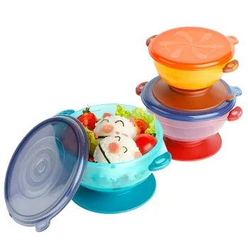 

3pcs Baby Feeding Bowl Kids Suction Bowl Silicone Baby Learning Tableware Dishes Bowl Spoon Fork Set Infant Snack Fruit Bowl Set
