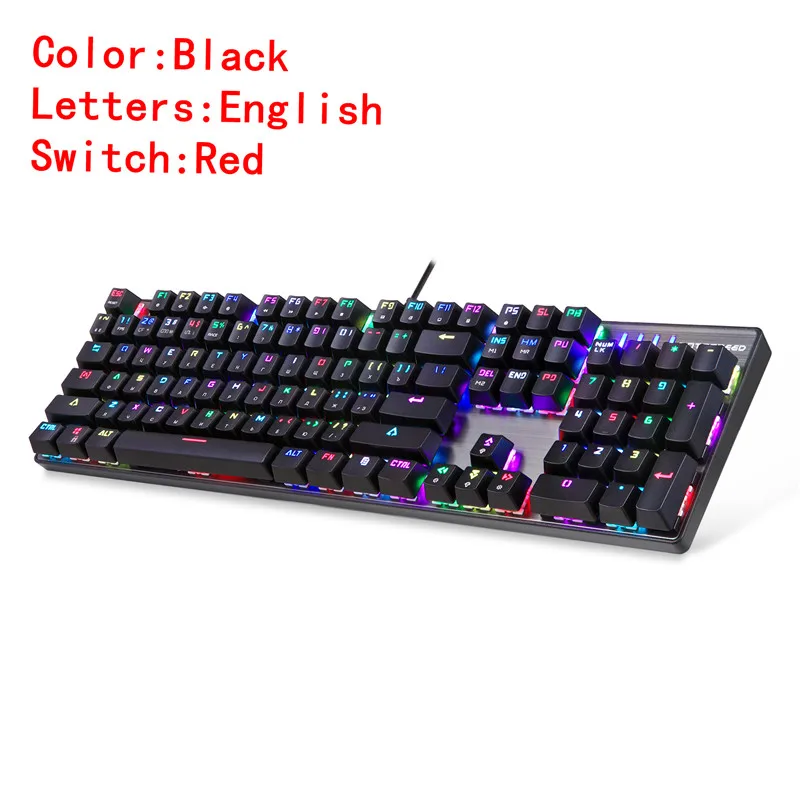 Motospeed CK104 Gaming Mechanical Keyboard Russian English Red Switch Blue Metal Wired LED Backlit RGB Anti-Ghosting for game