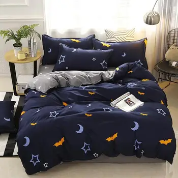 

3/4pcs Moon Star Bat printing High Quality Bedding Set Bed Linings Duvet Cover Bed Sheet Pillowcases Cover Set Dropshipping