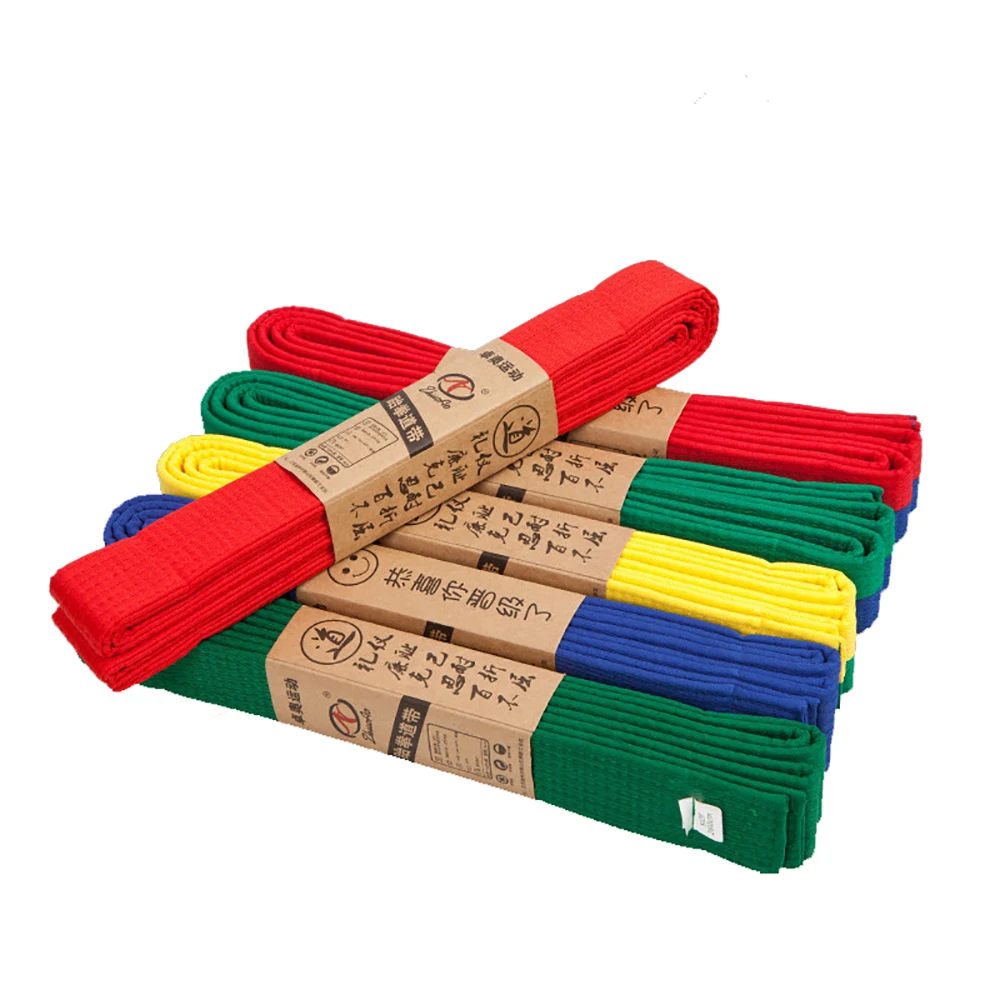 Martial Arts Belts 1.6 To 2.8M Mutlicolors Cotton Kids Adults Taekwondo Belt Ribbon Waistband Judo Wushu Black Yellow DEO