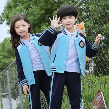 

Spring and autumn school uniform Thread collar clothing for primary school students' games in spring and Autumn