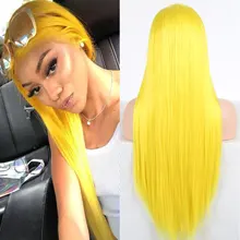 Bombshell, желтый синтетический парик, 13*6, большой, на кружеве, прямой, жаропрочные, волокнистые волосы, натуральные волосы, Расставание для женщин