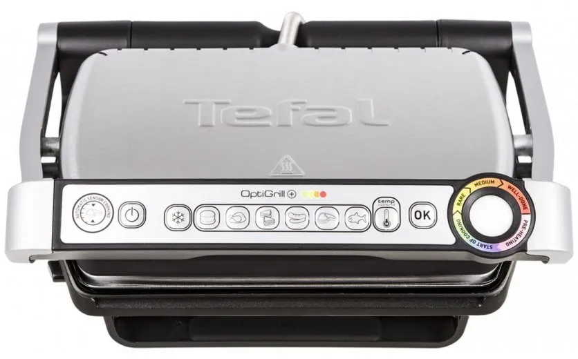 Электрогриль Tefal Optigrill+ GC712, 6 программ, для стейков, Тефаль, автоматическое приготовление+ книга с рецептами в подарок