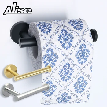 

Bathroom Towel Toilet Paper Holder Black Wall Mounted Tissue Rack Stainless Steel Kitchen Towel Storage Shelf Roll Paper Holder