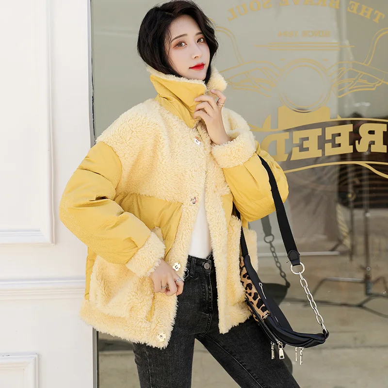 

Sweet Short-height Short Cotton Coat Women's Winter Korean-style Loose-Fit Students Warm Cold Cotton-padded Jacket Coat Fold-dow