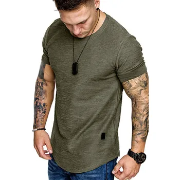 Men's Casual Fashion Solid o Neck t-Shirt Summer Bodybuilding Sports Running t-Shirt Fitness Short-Sleeve Crossfit Exercise Top 2