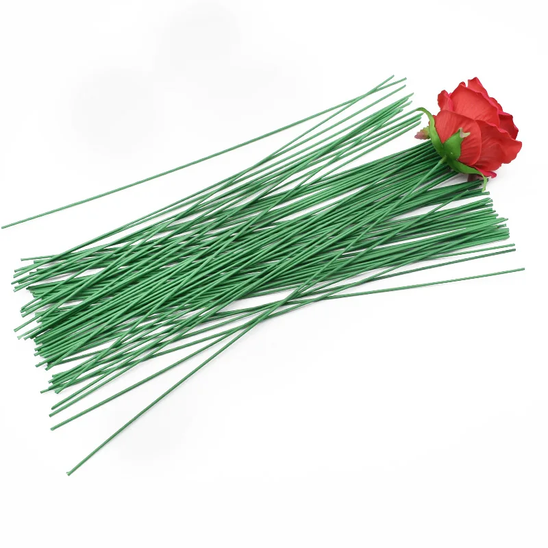 

20PCS Artificial Flower pole Iron wire Silk roses Fake Leaf For Wedding home Decor DIY Wreath Gift box Scrapbook christmas Craft