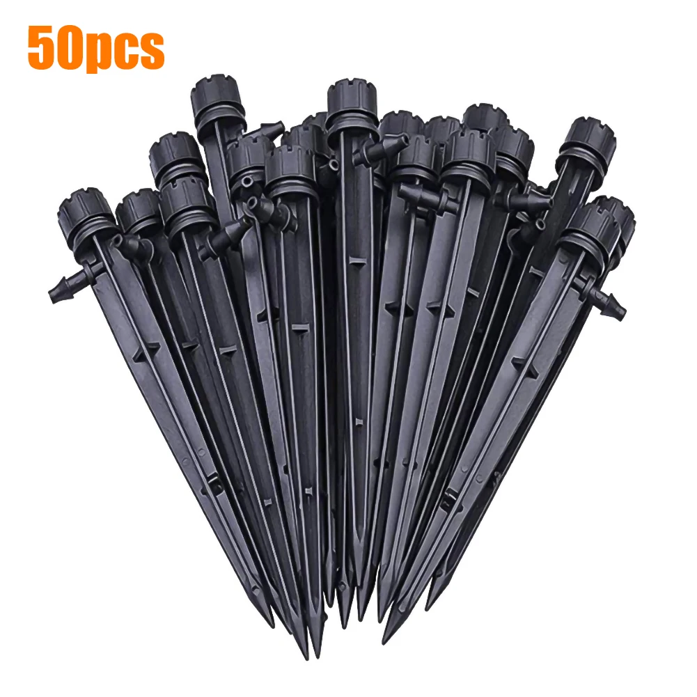 

50pcs 360 Degree Adjustable Garden Water Flow Irrigation Drippers on Stake Emitter Drip Sprinklers Irrigation Accessories