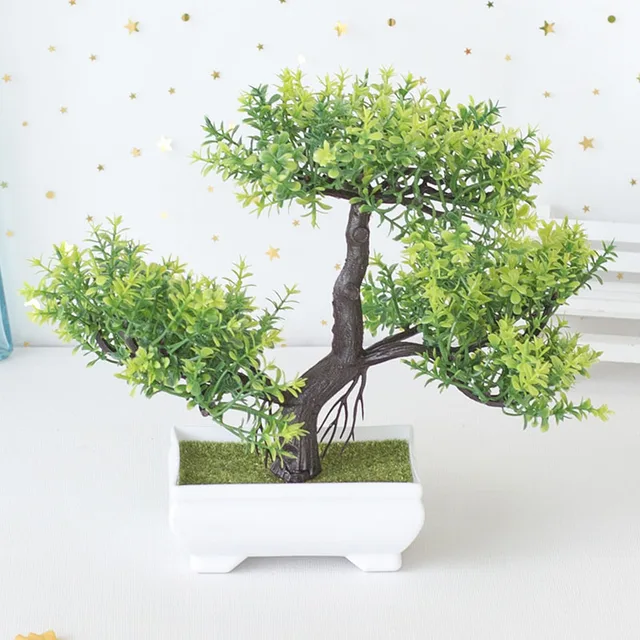 Artificial Plants Bonsai Small Tree Pot Fake Plant Flowers Potted Ornaments For Home Room Table Decoration Hotel Garden Decor green