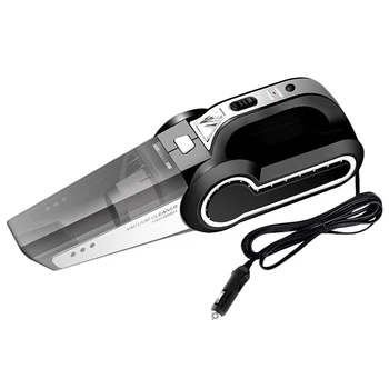 

4-In-1 Car Portable Wet/Dry Auto Vacuum Cleaner 12V 120W 4000Mpa Tire Inflator Pump Pressure Gauge Led Light