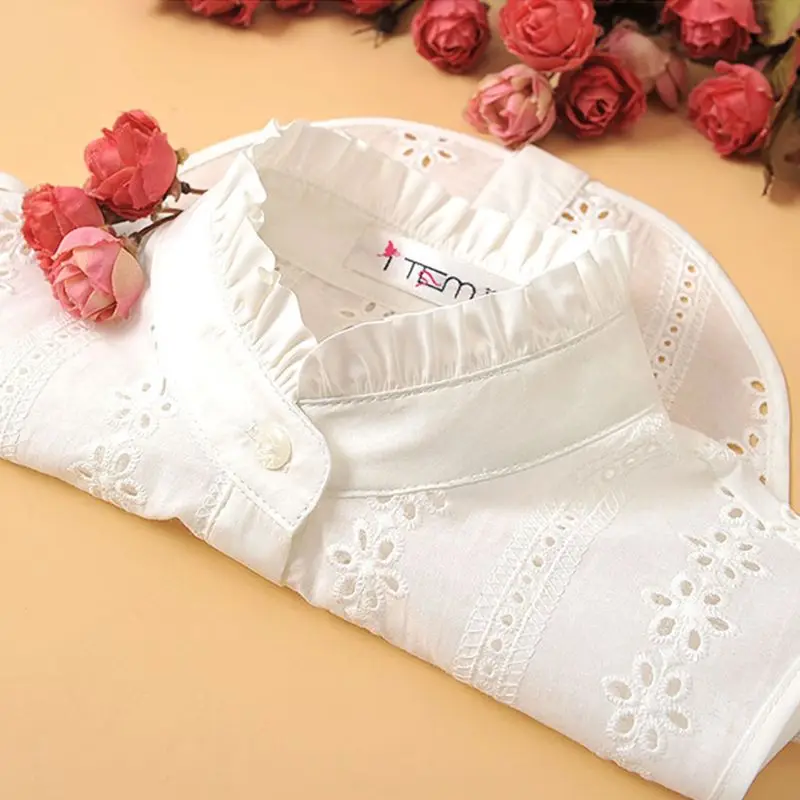 Women Lace Collar Pure Color Detachable Lapel Choker Necklace Shirt Fake False Collar Blouse Sweatshirt Vest Accessories fake collar choker necklace detachable collar shawl