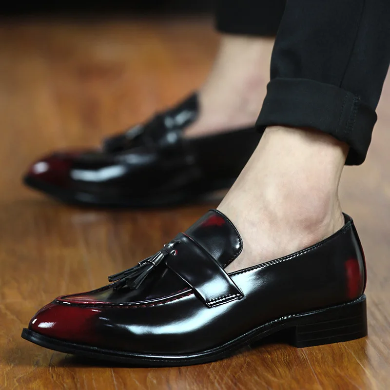 

Summer Retro Tassels MEN'S SHOES Casual Trendy Shoes Foot Covering Pointed-Toe Small Leather Shoes Bullock Style MEN'S SHOES Eng