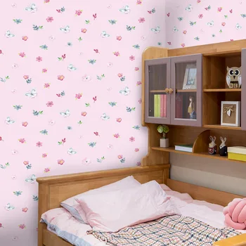 

YOUKER pink cute little floral children's room girl bedroom dormitory dress up self-adhesive environmental wallpaper