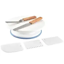 6 шт. пластик DIY подставка для торта поворотный стол с скребками гладкие поверхности нетоксичный кухонный нож для теста инструмент для украшения выпечки