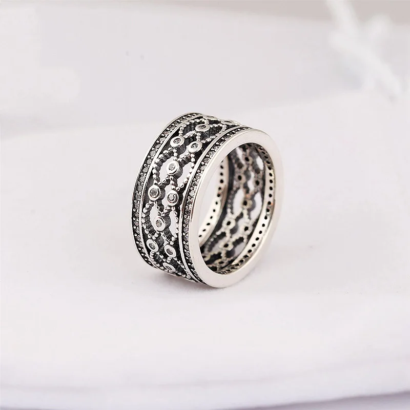 Authentic 925 Sterling Silver Ring Openwork Woven Entangled With Crystal Rings For Women Wedding Party Gift Fine Europe Jewelry