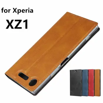 

Premium Leather Case for Sony Xperia XZ1 F8342 Ultra-Thin Flip Cover Case Magnetic adsorption Case + 1 Lanyard