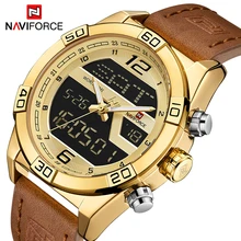 

NAVIFORCE Fashion Quartz Sports Leather Watches Men Dual Display Casual Wristwatch Male Military Digital Clock Relogio Masculino