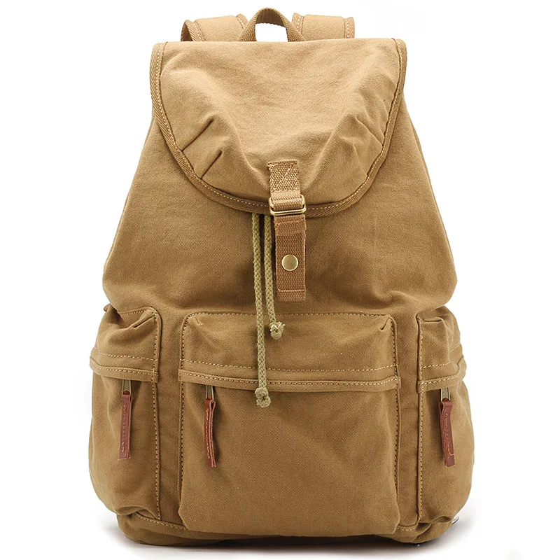 

Casual Retro DSLR Camera Backpack With Waterproof Rain Cover Canvas Camera Bag Lens Pouch Outdoor Drawstring Photography Bag