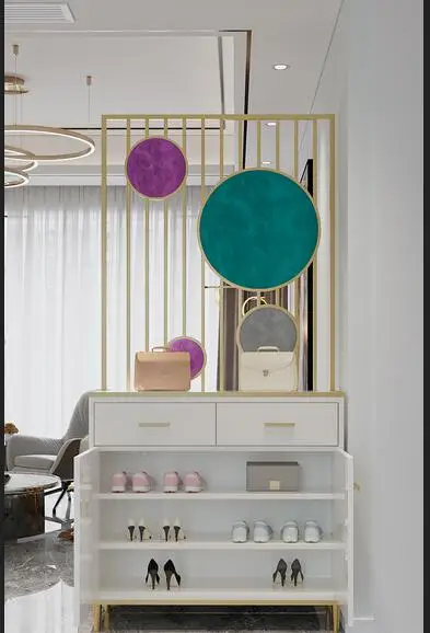 Nordic screen cabinet shoe cabinet integrated hall entrance porch light luxury living room iron partition cabine