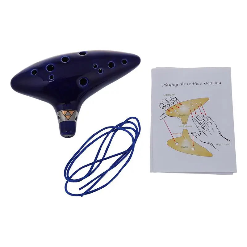 

12 Hole Ocarina Ceramic Alto C Legend of Zelda Ocarina Flute Blue Instrument