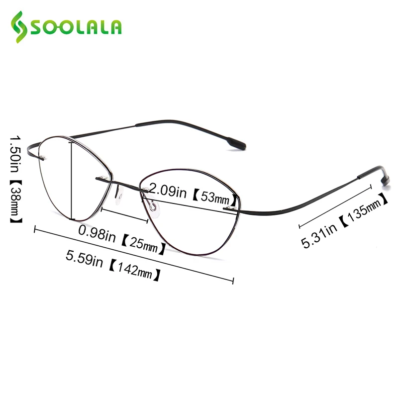 SOOLALA ультра-легкие титановые очки для чтения из нержавеющей стали без оправы для женщин для чтения дальнозоркости очки для чтения увеличительные защитные очки