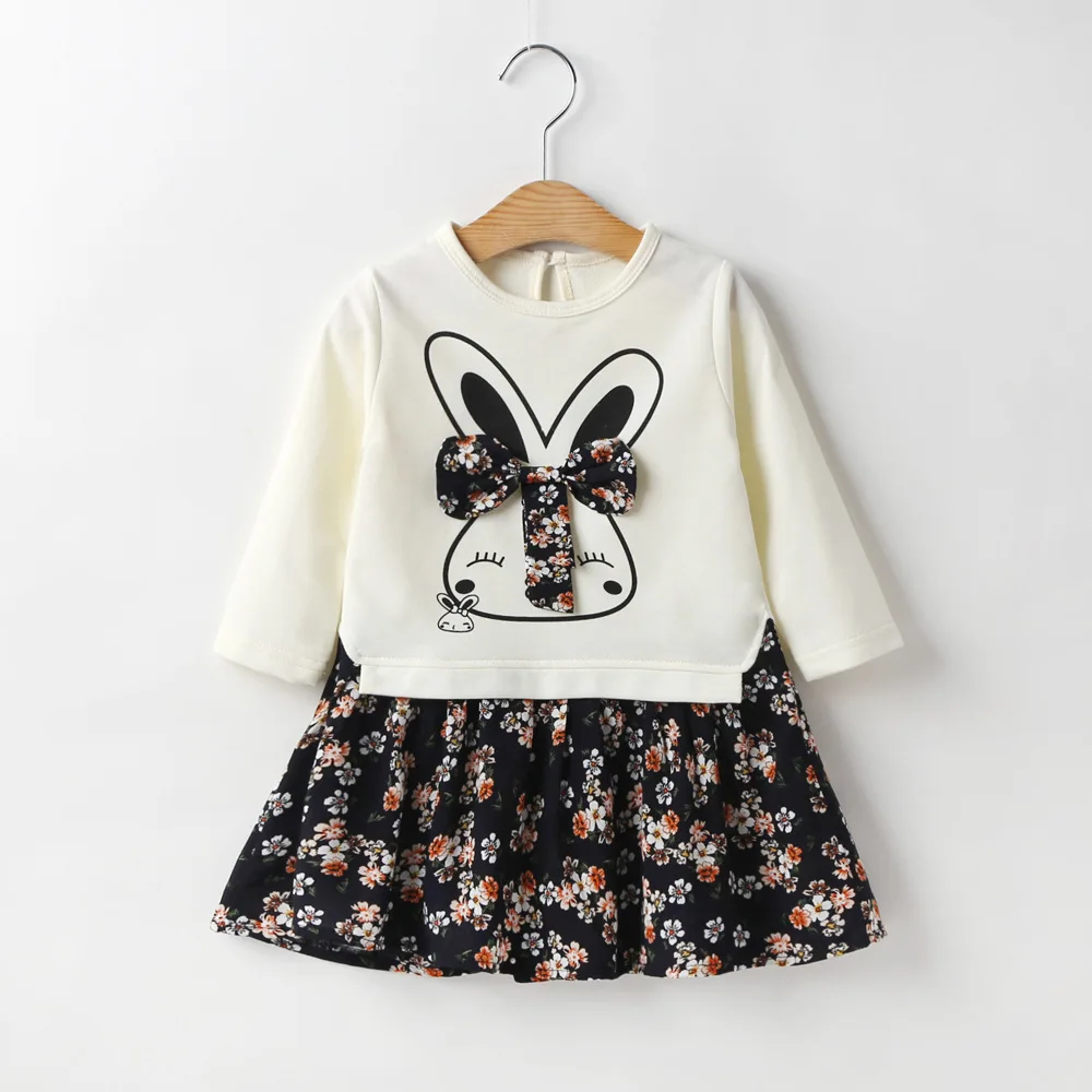 

Girls Casual Dresses Toddler Girl Fall Clothes 2020 Flower Cotton Dress 2 Year Old Baby White Long Sleeve Winter Kids Clothing