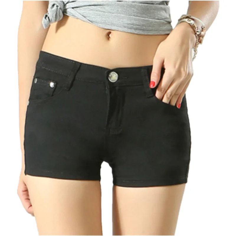 Pantalones cortos vaqueros de mujer, Shorts vaqueros de Color Sexy, ajustados, blancos, negros y azules|Pantalones cortos| - AliExpress