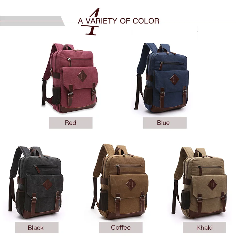 Hot sell solid color men canvas travel bag hiking sports backpack