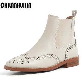 

2020 retro classic women boots vintage thick high heel genuine leather ankle boots zipper high heels women dress shoes woman