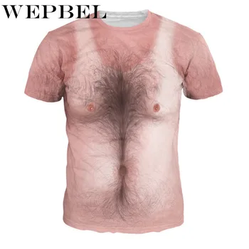 

WEPBEL New Fashion Women/Mens Hairy Chest Funny 3D Print Casual T-Shirt Top