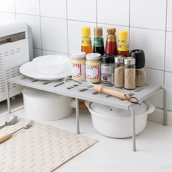 

Retractable Home Closet Storage Shelf Plastic Kitchen Organizer Non-slip Stackable Dish Drainer Home Organization and Storage