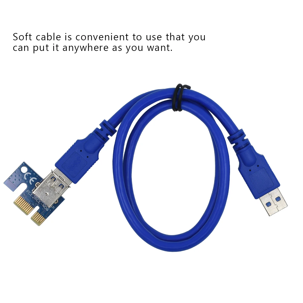 TISHRIC VER 008C Molex 6 Pin PCIE PCI-E PCI Express Riser Card 1X to 16X Extender 60cm USB 3.0 Cable For Mining Bitcoin Miner
