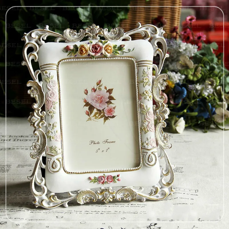 Flower Picture Frame Resin Photo Frame Countryside 6 Inch 7 Inch Family Decor