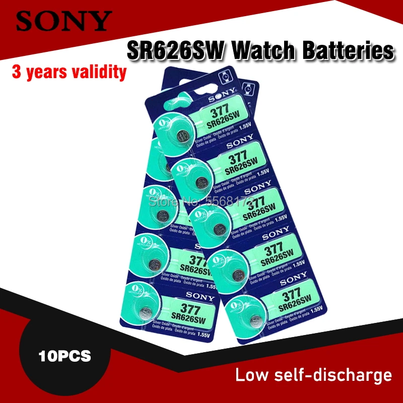 10 Uds Sony 1,55 V AG4 batería SR626 377 LR626 LR66 SR66 SR626SW 377A botón Ver moneda G4 baterías para Gadgets Relojes