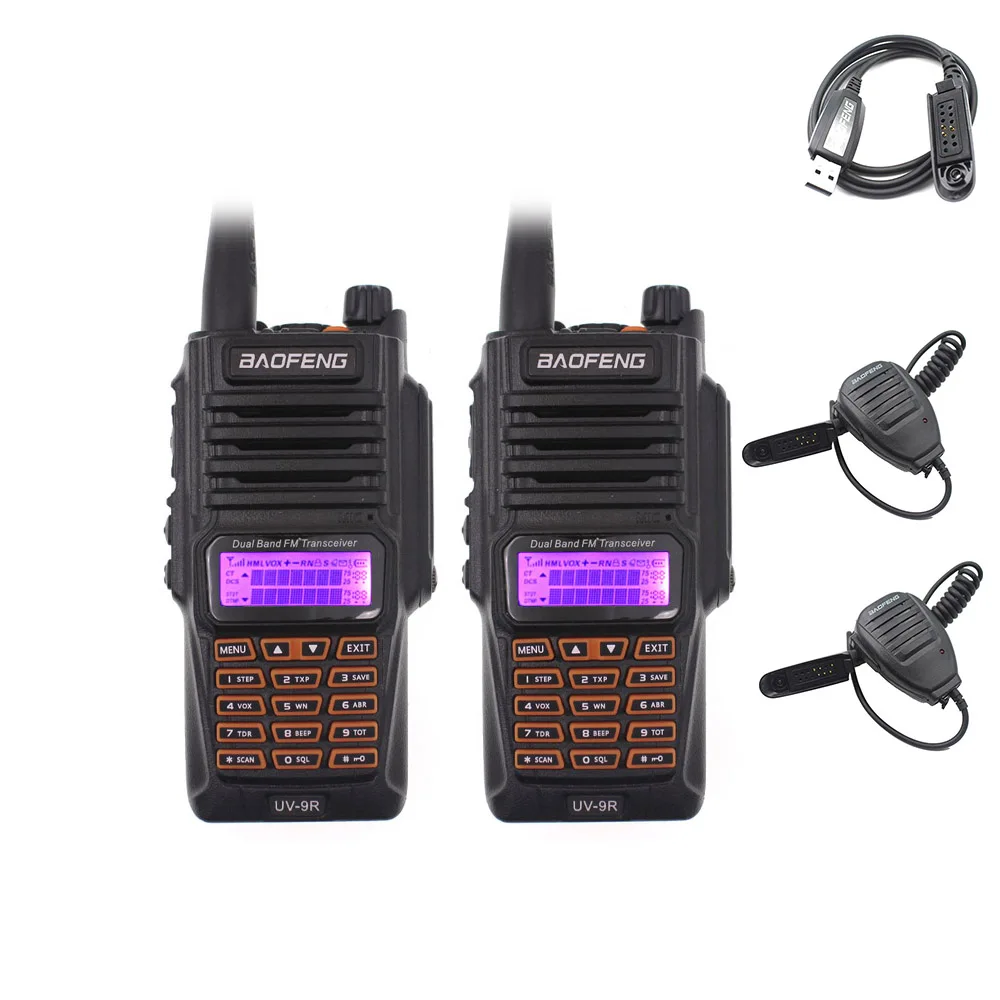 2xUV-9R-USB-MIC 2 шт. BaoFeng UV-9R Plus водонепроницаемый портативная рация 8 Вт UHF VHF Двухдиапазонный IP67 HF UV трансивер 9R портативный Радиоприемник - Цвет: 2xUV-9R-USB-MIC