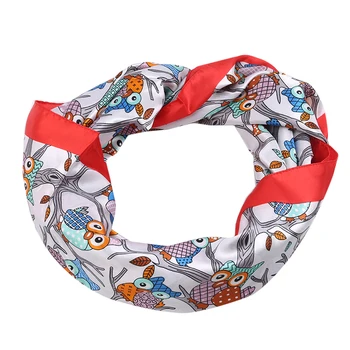 

Women Scarf Luxury Brand Owl Tree Print Hijab Silk Satin Shawls Wraps For Ladies 90x90CM Foulard Square Head Scarves