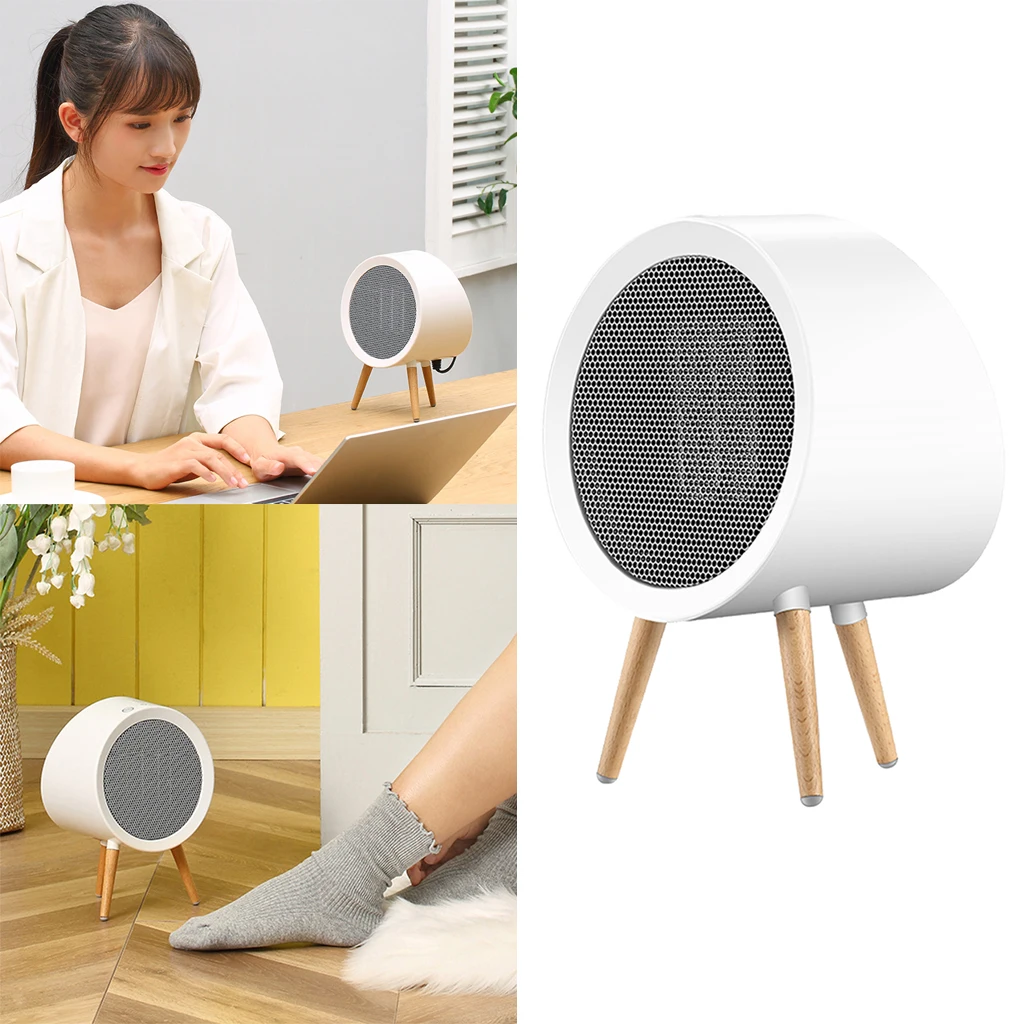 Mini Desktop/Floor Space Heater, Ceramic Heater with 3 Wooden Legs Simple Design