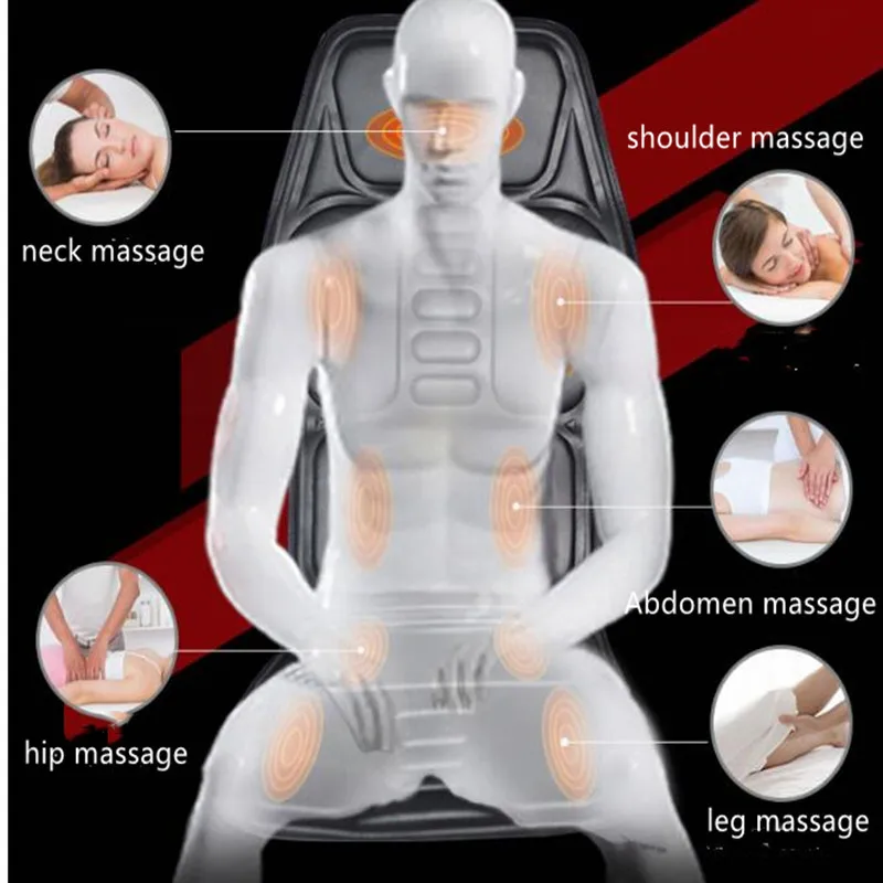 

Electric Portable Heating Vibrating Back Massager Chair In Cussion Car Home Office Lumbar Neck Mattress Pain Relief