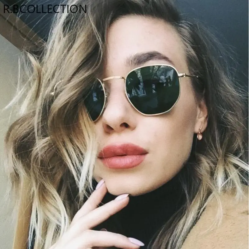 Мужские и женские шестигранные солнцезащитные очки R.BCOLLECTION брендовые с линзами