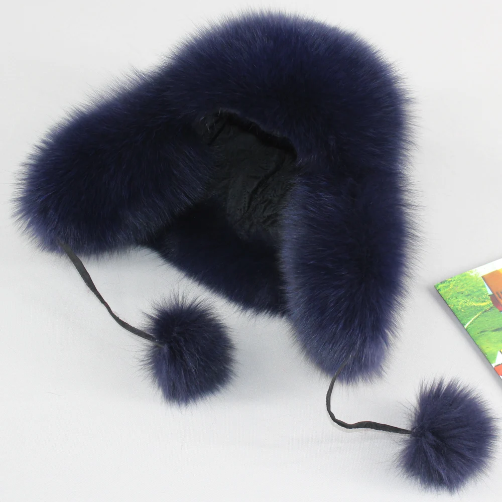Hot Sale Women Warm Genuine Fur Hats Natural Fox Fur Caps Winter New Female Casual Beanies Retail and wholesale
