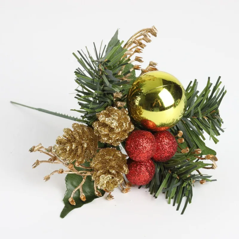 Рождественские искусственные цветы для украшения елки орнамент поддельные ягоды сосны конус колокольчик цветок ветка для рождественской елки Украшение Дома