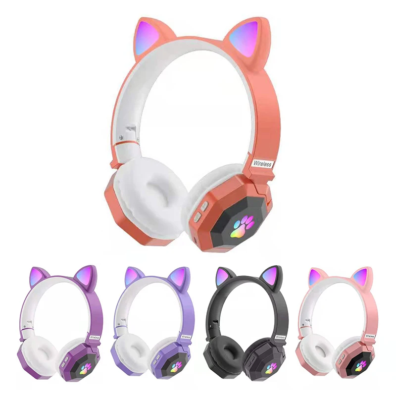 Bluetooth-наушники с кошачьими ушками и светодиодной подсветкой 5.0 | Электроника