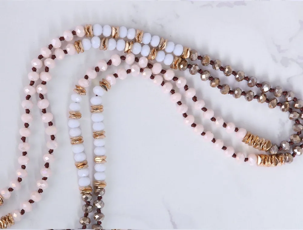 KELITCH, длинные женские модные ожерелья, смешанные золотые металлические бусины, пряди, ожерелья, шарм, кристалл, для женщин, массивные, Boho ожерелья, цепочка